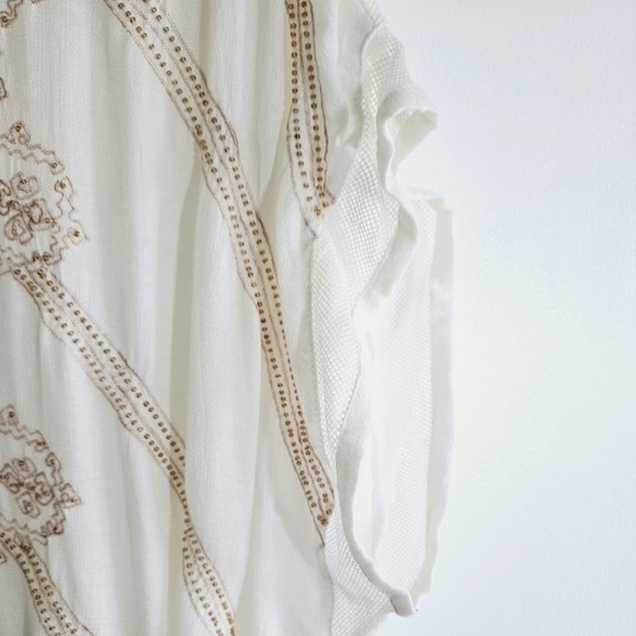 Chico's AMITA NAITHANI Beaded Swim Cover-Up Caftan Ivory Women's Size M - Picture 5 of 11